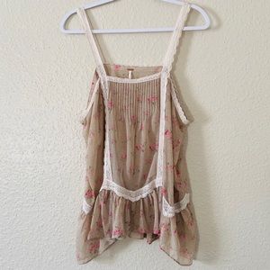 Free people lace cottage core floral top